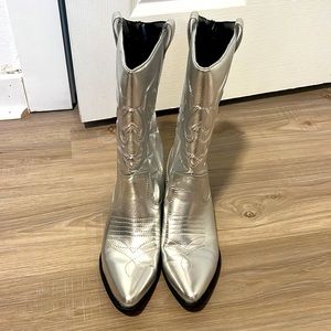Metallic silver cowboy boots
